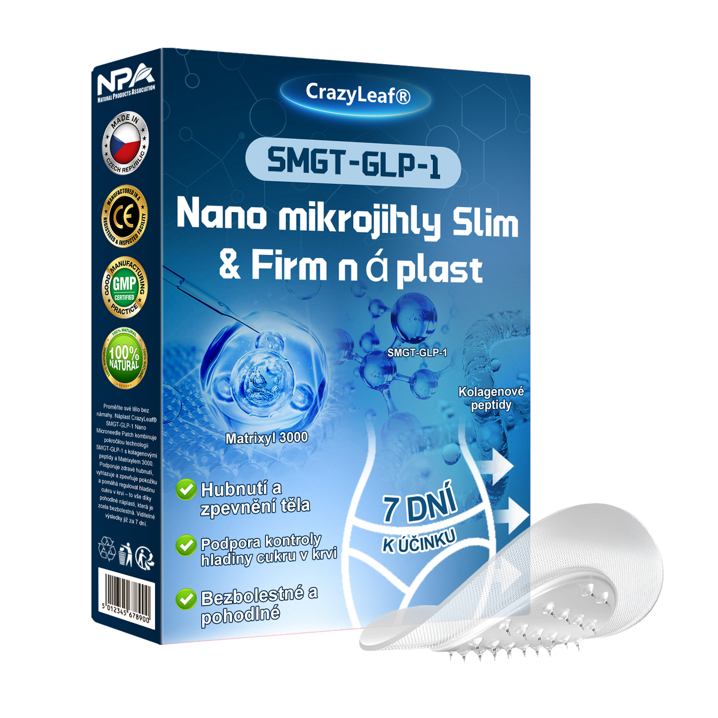FDA Store |𝐵uil𝗱𝐿ea𝐟® 𝑮𝐋𝑃-1 zeštíhlující a zpevňující nanojehličková náplast s kolagenem, kurkumou a Matrixylem 3000 │ Obezita, kardiovaskulární onemocnění, cukrovka, spánková apnoe, problémy s klouby a další