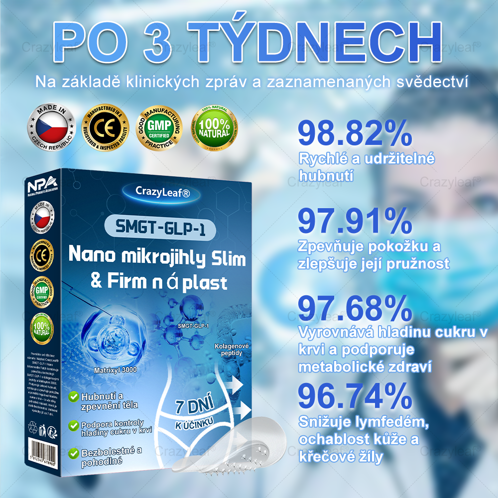 FDA Store |𝐵uil𝗱𝐿ea𝐟® 𝑮𝐋𝑃-1 zeštíhlující a zpevňující nanojehličková náplast s kolagenem, kurkumou a Matrixylem 3000 │ Obezita, kardiovaskulární onemocnění, cukrovka, spánková apnoe, problémy s klouby a další