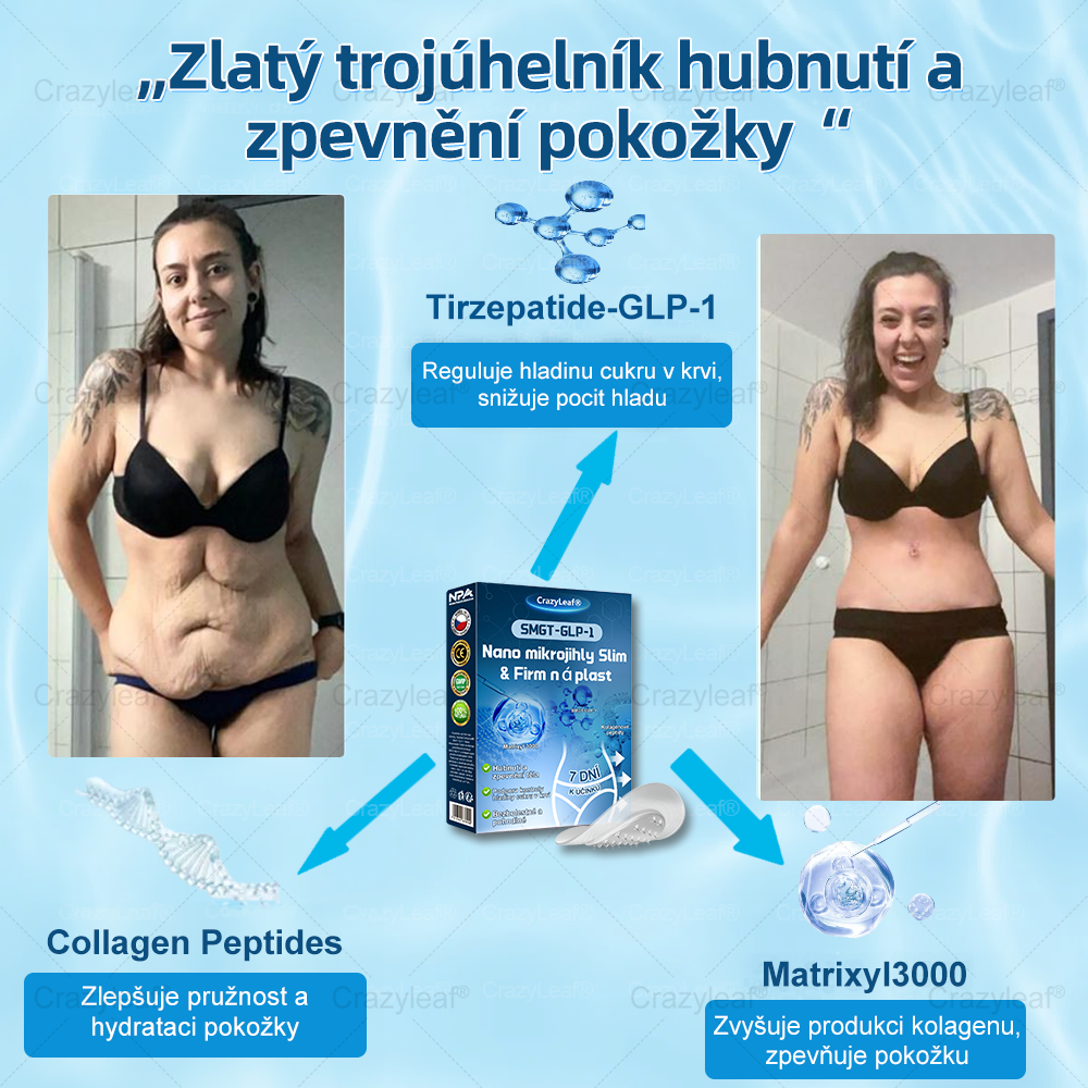 FDA Store |𝐵uil𝗱𝐿ea𝐟® 𝑮𝐋𝑃-1 zeštíhlující a zpevňující nanojehličková náplast s kolagenem, kurkumou a Matrixylem 3000 │ Obezita, kardiovaskulární onemocnění, cukrovka, spánková apnoe, problémy s klouby a další
